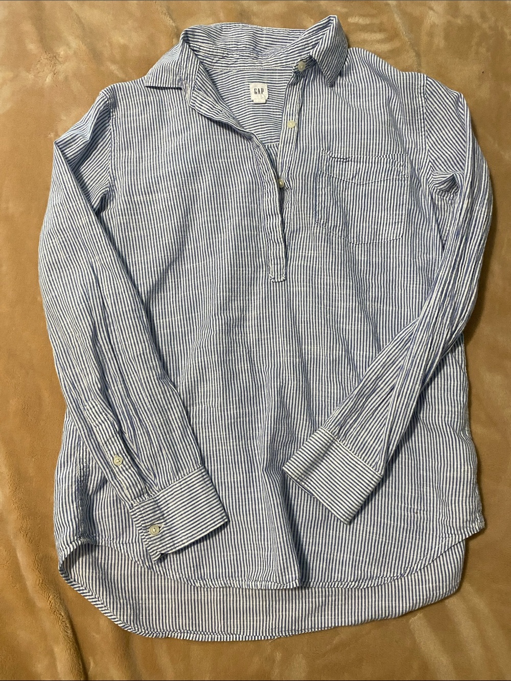 GAP Blue & White Narrow-Striped Pullover Shirt Sz XS